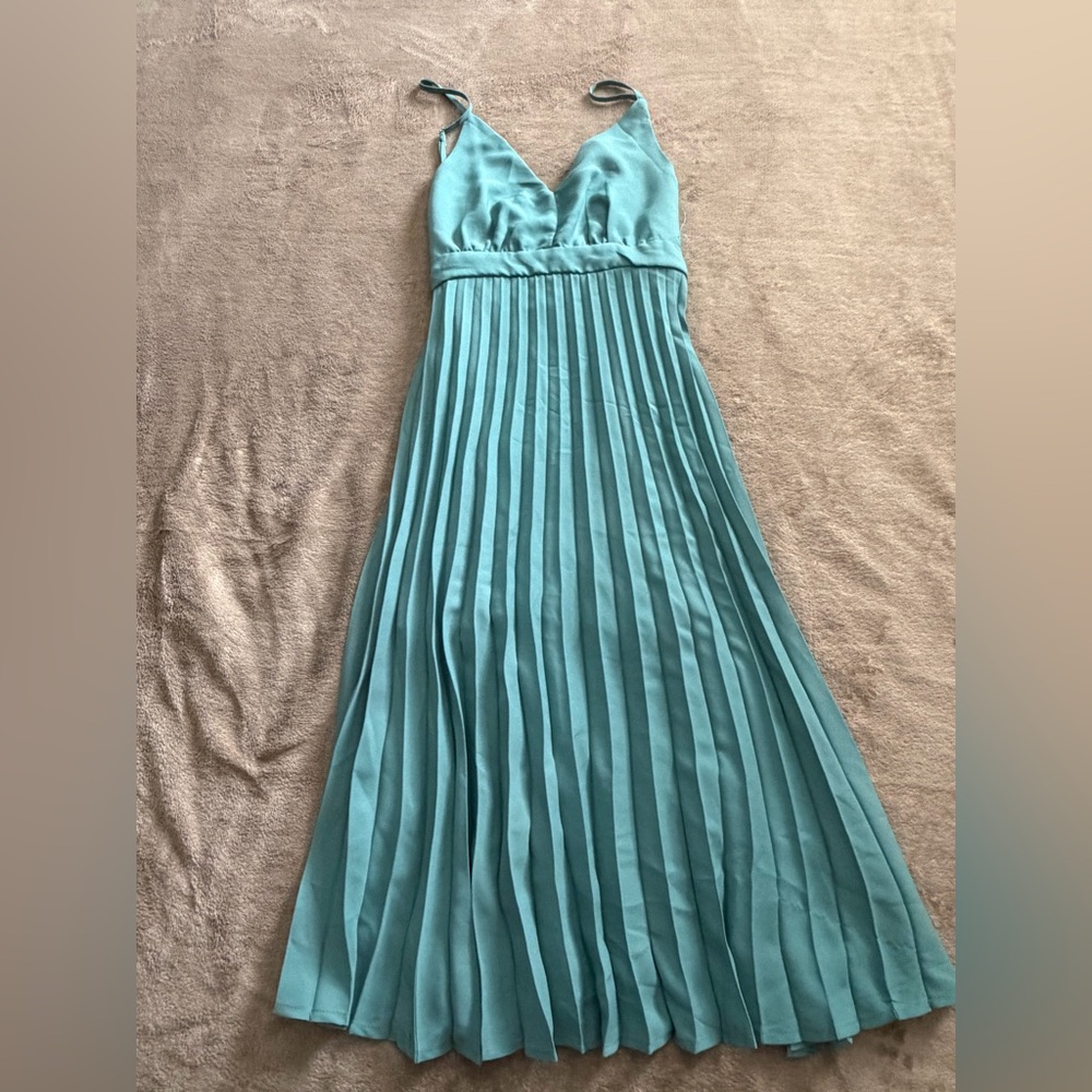 Jessica Simpson Teal Pleated Maxi Dress
